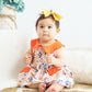 Orange floral print baby bloomers set