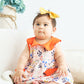 Orange floral print baby bloomers set