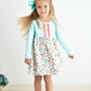 Platinum mint floral print girl dress