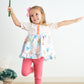 Platinum balloon print floral ruffle girl set