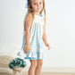 Blue sailboat print ruffle girl set