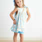 Blue sailboat print ruffle girl set