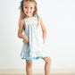 Blue sailboat print ruffle girl set