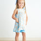 Blue sailboat print ruffle girl set