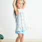 Blue sailboat print ruffle girl set