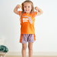 Orange florida french knot ruffle girl set