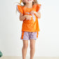 Orange florida french knot ruffle girl set