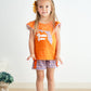 Orange florida french knot ruffle girl set