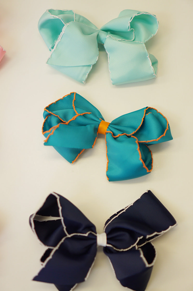 Moon stitch 6" wide Hair Bow