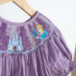 Purple castle hand smocked gingham dress