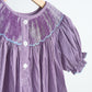 Purple castle hand smocked gingham dress