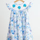 Blue rose hand smocked print dress