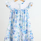 Blue rose hand smocked print dress