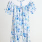 Blue rose hand smocked print girl romper