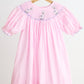 Pink alpaca hand smocked gingham dress