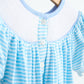 Blue puppy hand smocked girl romper