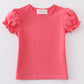 Platinum pink dot puff sleeve girl top