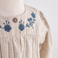 Gray floral embroidery linen girl dress