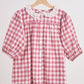 Pink gingham flannel lace  dress