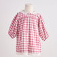 Pink gingham flannel lace  dress