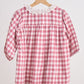 Pink gingham flannel lace  dress