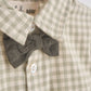 Green woven gingham bow flannel button down shirt