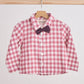 Pink gingham boy flannel button down shirt