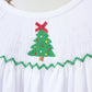 White christmas tree hand smocked dress