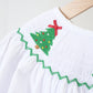 White christmas tree hand smocked dress