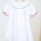 White christmas tree hand smocked dress