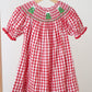 Red christmas tree hand smocked gingham dress