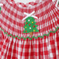 Red christmas tree hand smocked gingham dress