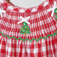 Red christmas tree hand smocked gingham romper