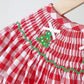 Red christmas tree hand smocked gingham romper