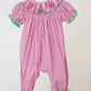 Pink joy hand smocked girl gingham romper