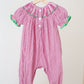 Pink joy hand smocked girl gingham romper