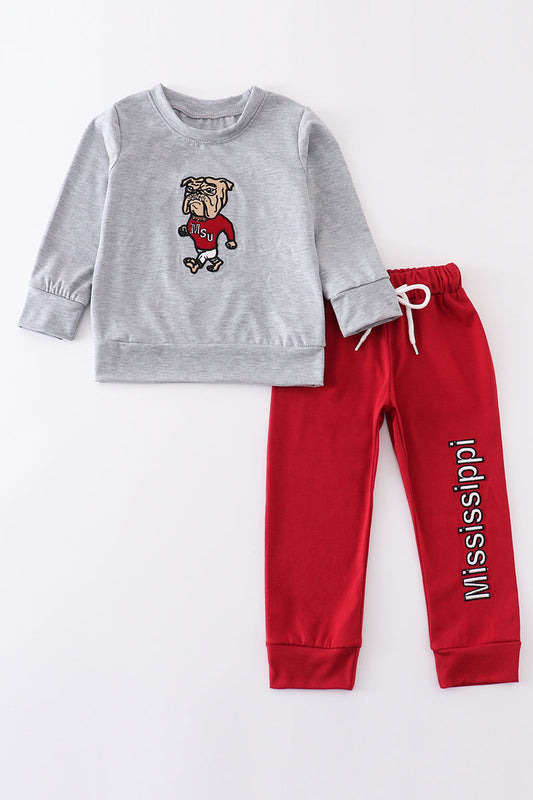 Grey Mississippi embroidery boy set