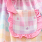 Rainbow pastel plaid girl set