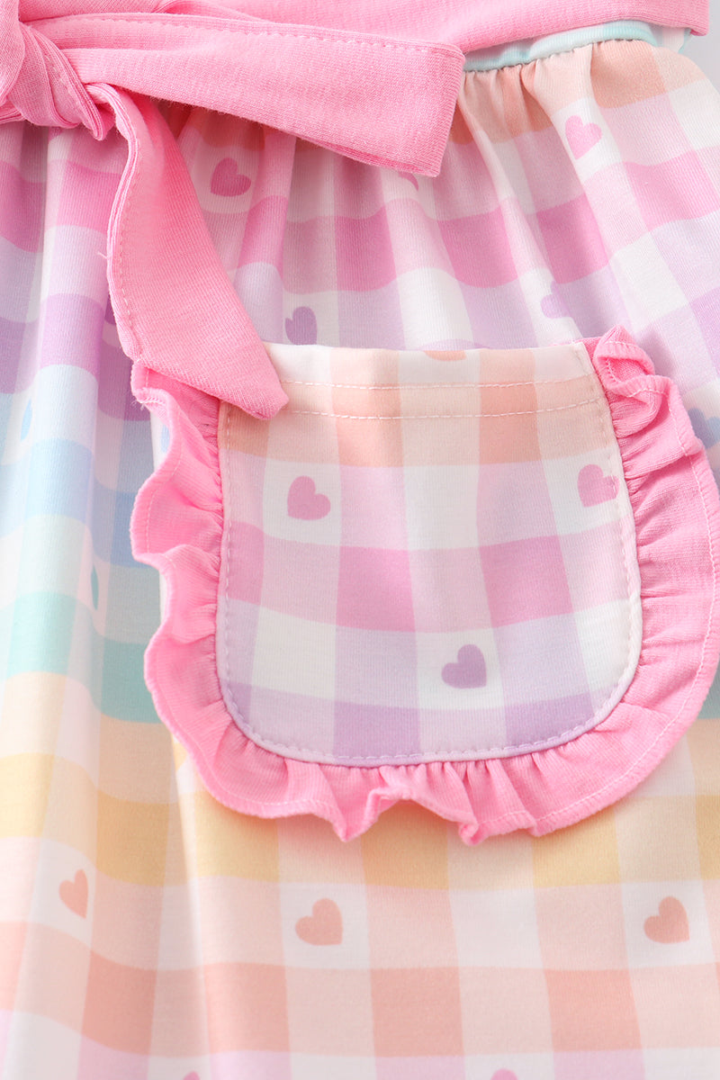 Rainbow pastel plaid girl set