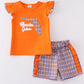 Orange florida french knot ruffle girl set