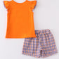 Orange florida french knot ruffle girl set