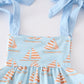 Blue sailboat print ruffle girl set