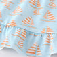 Blue sailboat print ruffle girl set