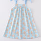 Blue sailboat print girl dress