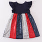 Navy Patriotic star sequin ruffle dress