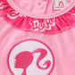 Pink barbie embroidery print girl set