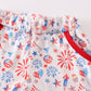 Red firework patriotic embroidery print boy set