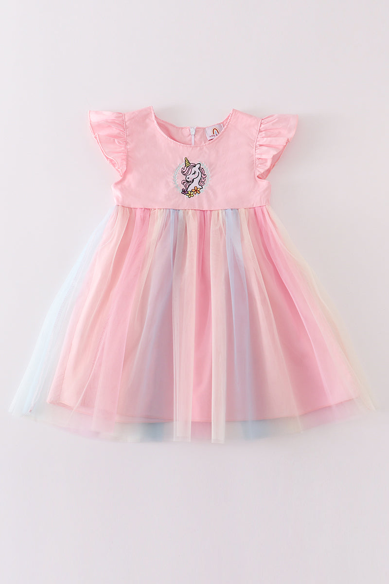 Rainbow unicorn ruffle dress