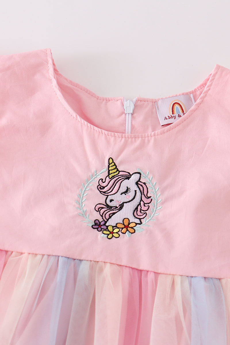 Rainbow unicorn ruffle dress