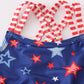 Navy Patriotic star print 2pc girl swimsuit